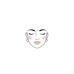 Minimalist Illustration of a Peaceful Face with Closed Eyes and Earrings