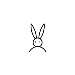 Minimalist Line Drawing of a Cute Rabbit with Abstract Features on White