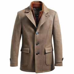 A stylish winter wool jacket featuring elegant button details,