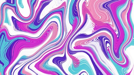 A mesmerizing abstract digital painting with fluid, swirling patterns in shades of purple, pink, cyan, and white, creating a dynamic and vibrant marbled effect.