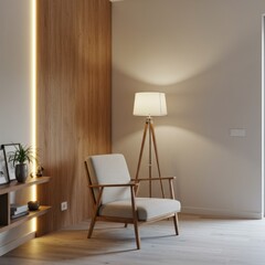 Elegant Minimalist Corner with Warm Lighting  