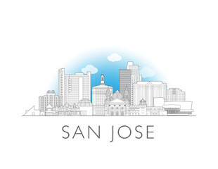 Naklejka premium San Jose skyline cityscape vector illustration