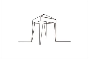 Minimalistic line drawing of a contemporary gazebo structure on a plain background