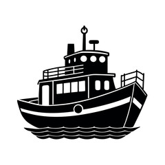 Obraz premium Stunning Towboat Silhouette Vector Set