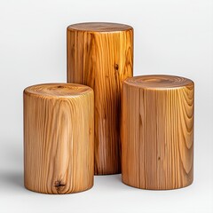 Three wooden stools with natural finish arranged in a cozy interior setting for a warm and inviting atmosphere