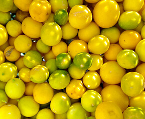 Fresh Lemons in the basket closup view