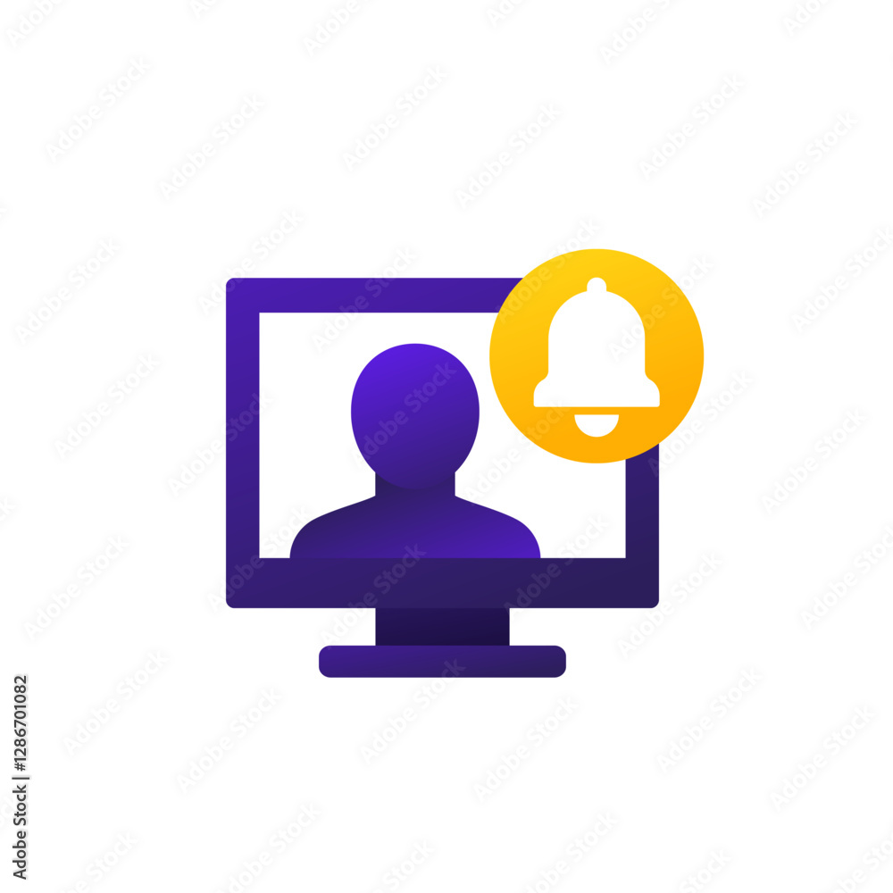 Poster notification, user alert icon with a computer
