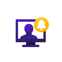 notification, user alert icon with a computer