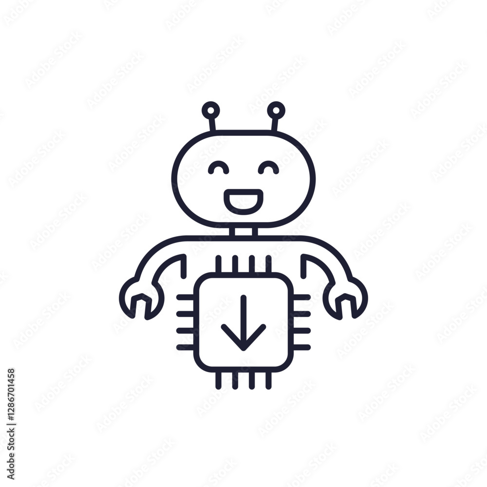 Poster robot firmware update line icon