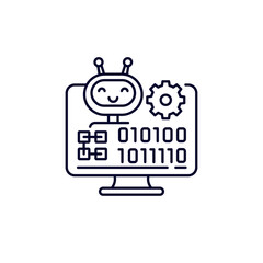 robotics technology line icon with robot
