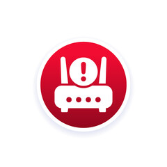 router or modem error round icon, vector