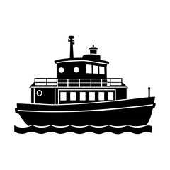 Obraz premium Towboat Silhouette Vector for Commercial Use