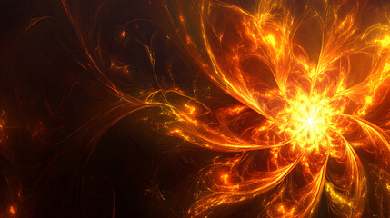 Computer generated image of a fire flower and tulip in a dreamlike artistic representation