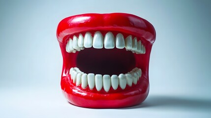 Artistic Representation of an Open Mouth with White Teeth Against a Minimalist Background