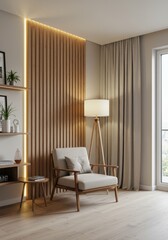 Fototapeta premium Elegant Minimalist Corner with Warm Lighting 