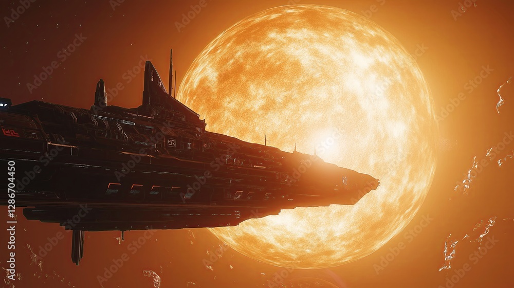 Poster a futuristic space station orbiting a dying star. --ar 16:9 --style raw --v 6.1 job id: c17d4a6f-c91