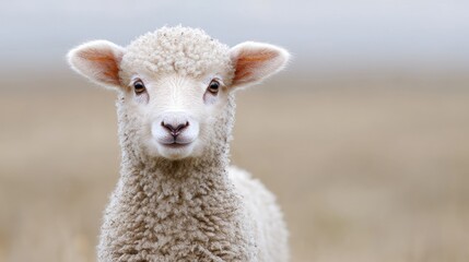 Obraz premium Cute lamb portrait in a field