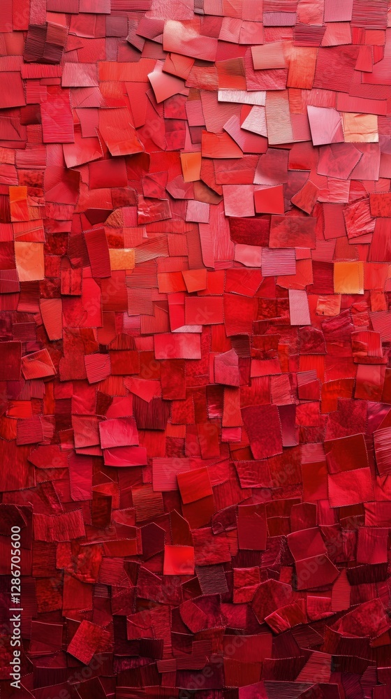 Poster vibrant abstract red mosaic with various shades and textures capturing dynamic energy and warmth