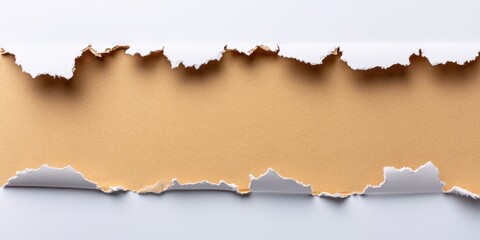 Fototapeta premium A detailed close-up view of a torn piece of paper set against a clean white background, highlighting texture and edges.