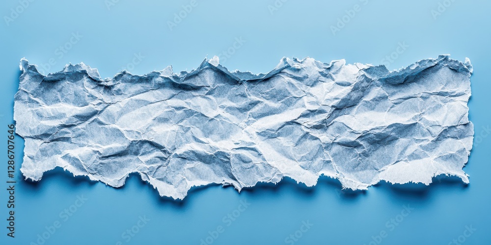Poster a crumpled piece of paper rests on a blue background, casting a subtle shadow that enhances its text