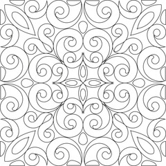 Indian Traditional and Cultural Rangoli, Alpona, Kolam, or Paisley vector line art. Bengal Art India. for textile printing, logo, wallpaper	
