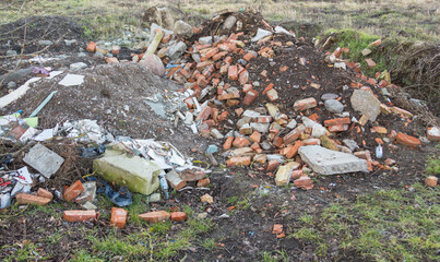 rubble, waste, thrown away, pile, heap, illegal dump, construction waste