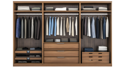 wardrobe with drawers isolated on white background 