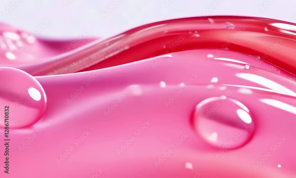 Poster exploring the mesmerizing texture of pink gel with bubble details in a vibrant abstract setting