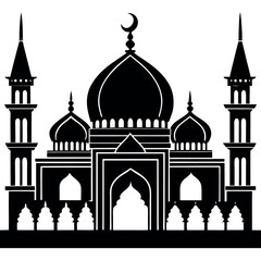 Vector illustration of a Muslim Mosque Silhouette