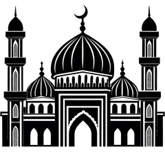 Vector illustration of a Muslim Mosque Silhouette