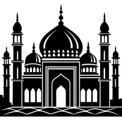 Vector illustration of a Muslim Mosque Silhouette