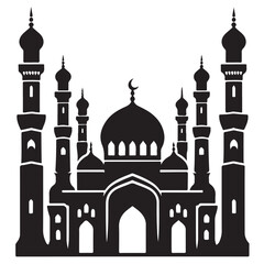 Vector illustration of a Muslim Mosque Silhouette