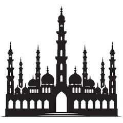 Vector illustration of a Muslim Mosque Silhouette