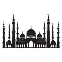 Vector illustration of a Muslim Mosque Silhouette