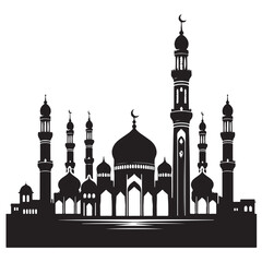 Vector illustration of a Muslim Mosque Silhouette