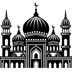 Vector illustration of a Muslim Mosque Silhouette