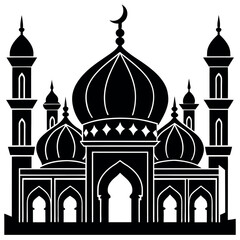 Vector illustration of a Muslim Mosque Silhouette
