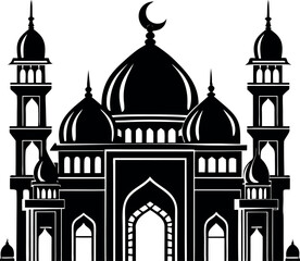 Vector illustration of a Muslim Mosque Silhouette