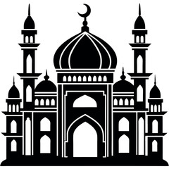 Vector illustration of a Muslim Mosque Silhouette