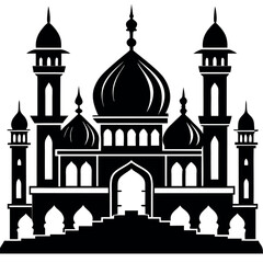 Vector illustration of a Muslim Mosque Silhouette