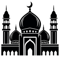 Vector illustration of a Muslim Mosque Silhouette