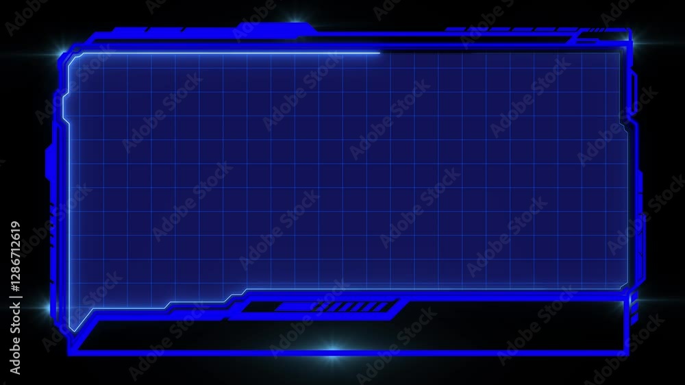 Poster technology hud neon frameloop animation. frame border hud element frame. hud viewfinder. futuristic 