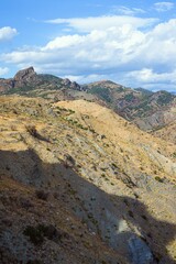Olive groves and mountains around Ghost Town, Pentedattilo Village, Calabria, Italy, Europe