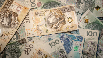 Polish zloty, PLN, currency, banknotes, denominations, money, Poland, finance, 200, 100, 50, banknote, financial, wealth, hundred