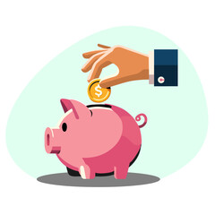 Obraz premium Saving Money - Piggy Bank Coin Deposit Vector Illustration