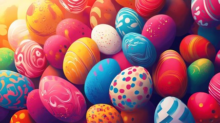 Obraz premium Vibrant Abstract Easter Egg Design: Festive Spring Background, perfect for cards, banners, websites, and social media. A dazzling array of colors and 