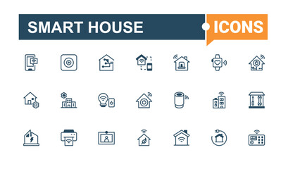 Smart House simple icon. Contains such icons as camera, management, shape, home, power, temperature, web and more. Outline icon collection. Editable solid vector icon.