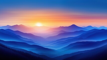 Obraz premium Breathtaking Sunrise Over Misty Mountain Range with Stunning Color Gradients