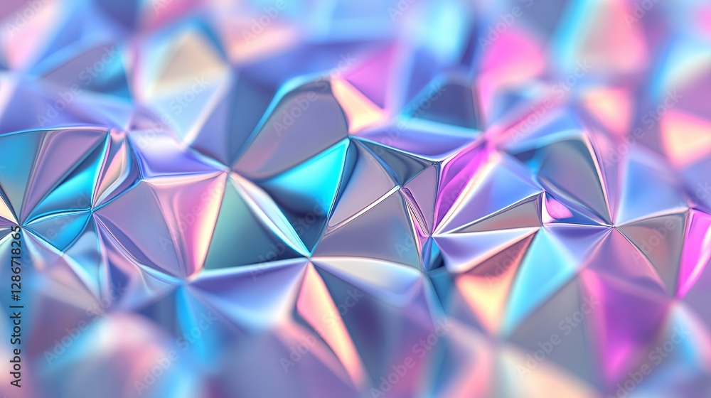 Poster a modern polygonal pattern with shifting iridescent hues