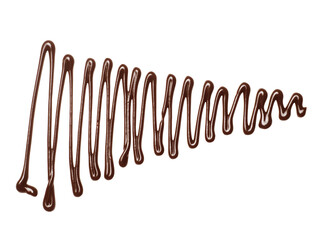 Drawn curved chocolate line close up isolated on white background